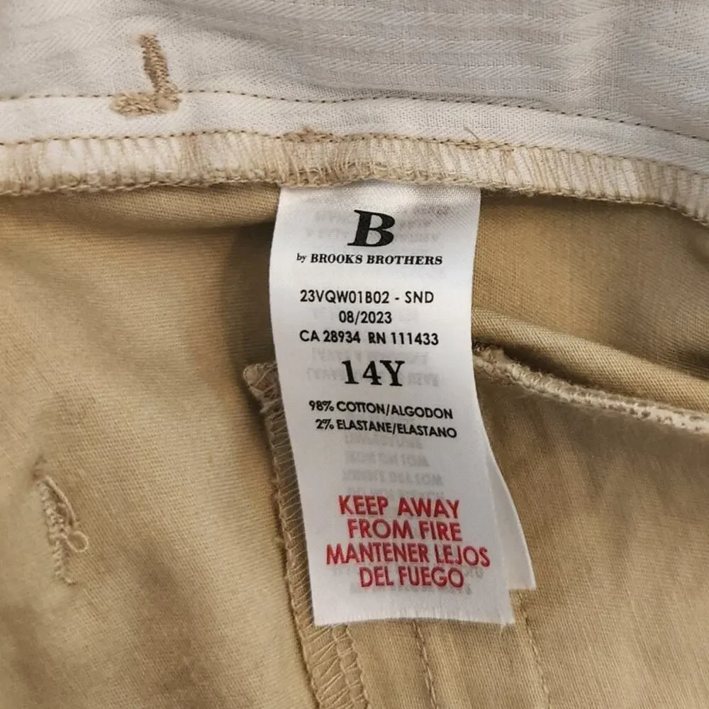 NWT Brookstone Brothers Boy's Khaki Shorts Preppy Summer 14Y